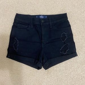 black ripped denim shorts